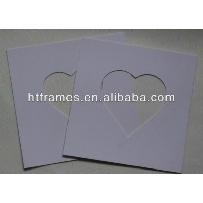 Custom do cut white heart shape frame mat