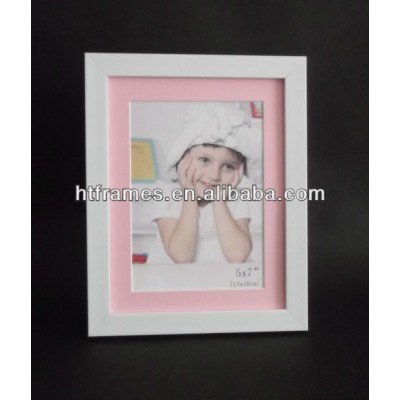 white plastic frame for 5x7 photo with pink mat