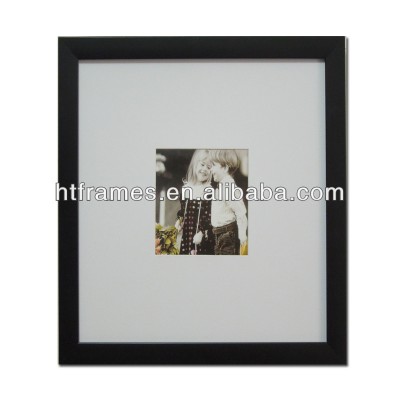 Black plastic photo frame with white matboard for 4x4" photo