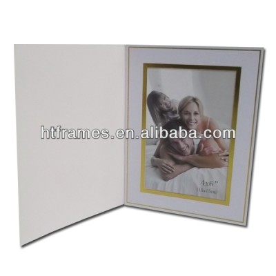 4x6 " gold foil line white photo folder